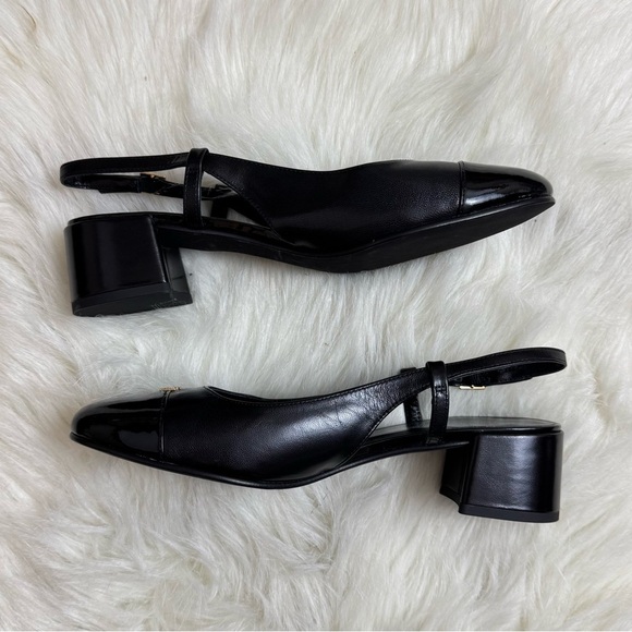 New Tory Burch Cap Toe Slingback Sandals Perfect Black 45 MM - Picture 4 of 7